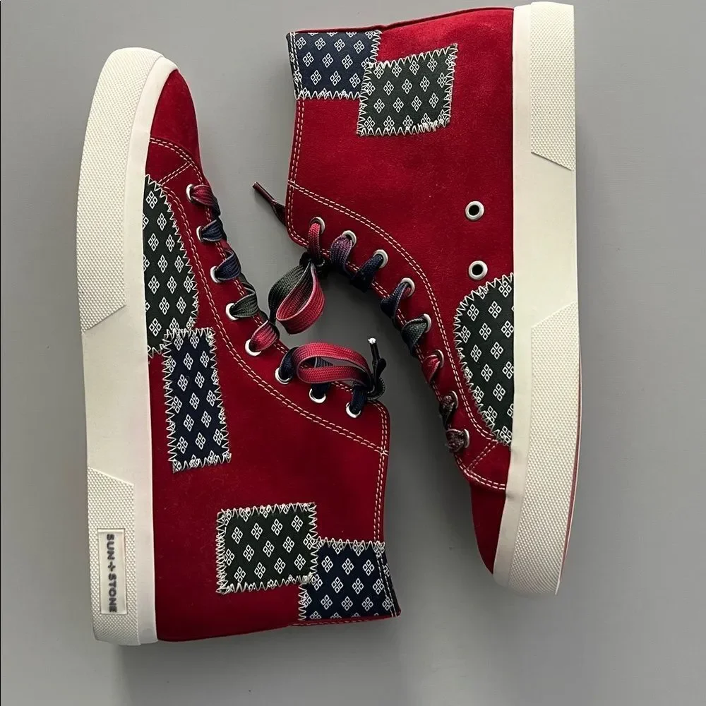 Sun + Stone Mesa Patchwork High Top Sneakers Size 10